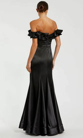 Ruffle Trimmed Off Shoulder Prom Dress